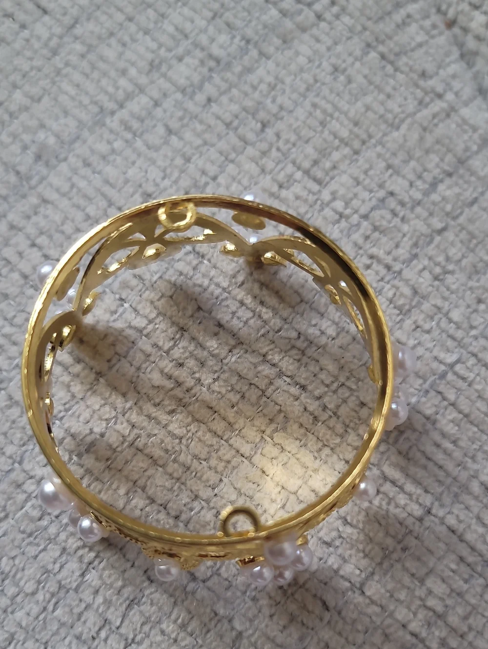 Gold Mini Crown With Pearl Accents Cake Topper